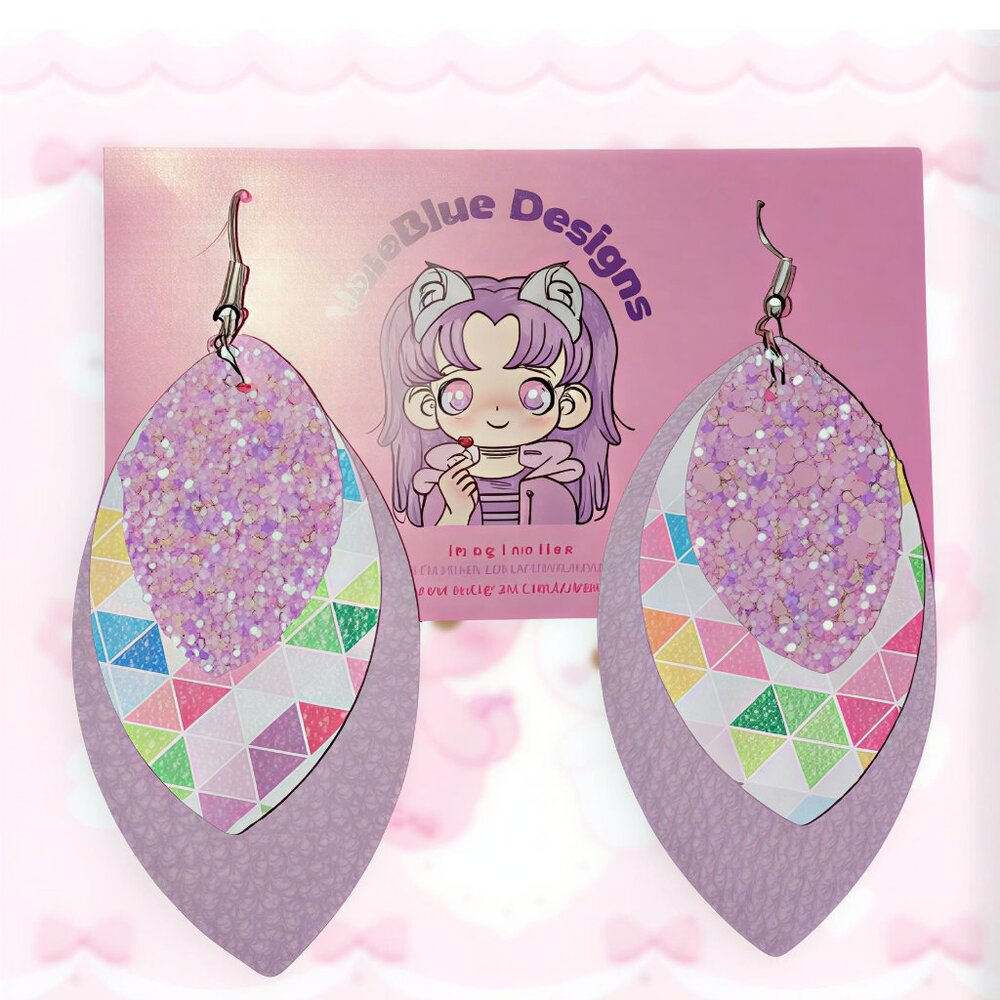 Light pink Leaf Faux Leather Earrings